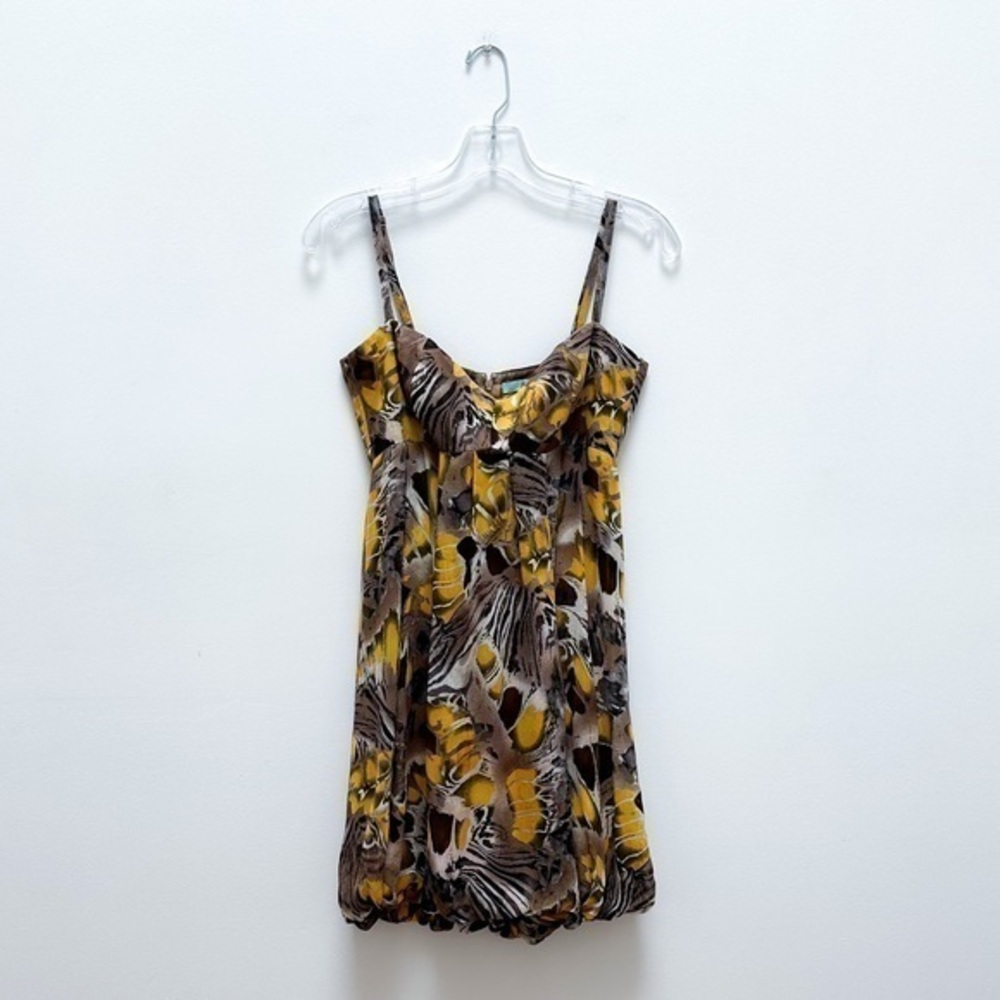 100% SILK Y2K Bubble Hem Mini Dress